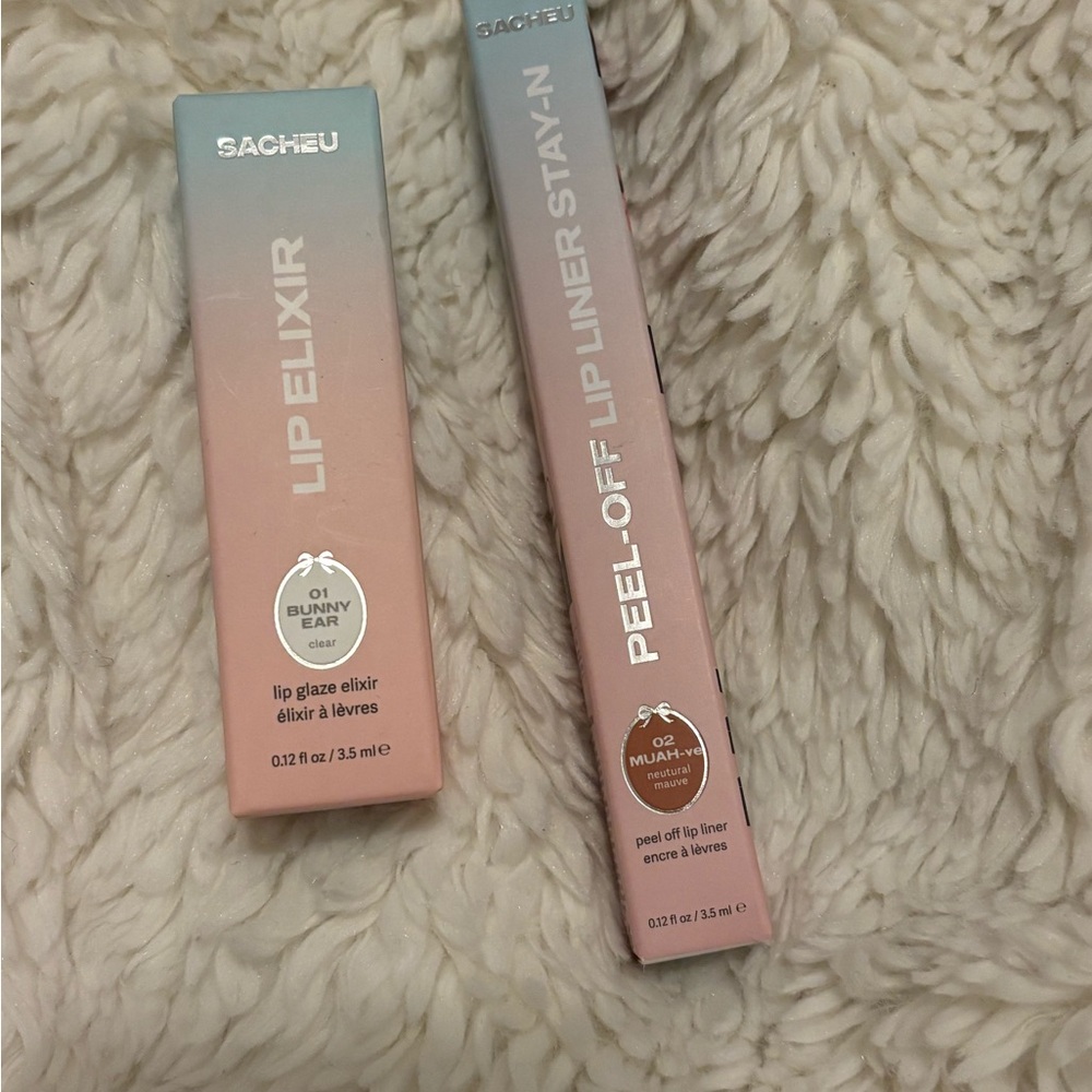 Lip Elixir and Peel-Off Lip Liner Set - Pink and Cream